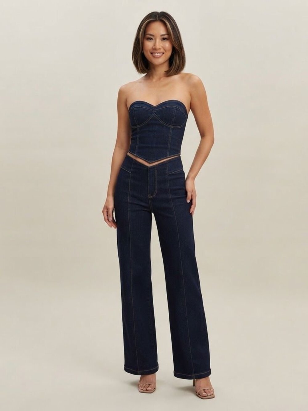 Reformation Arana Stretch Low Rise Trouser Wide Leg Jeans Blue - Size 31